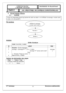 II. Forme généralisée (les traitements conditionnels