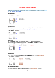Les verbes forts à l`indicatif