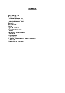 SOMMAIRE Historique de java Concepts clés Caractéristiques de