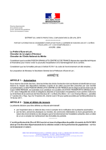 Article 1 - Autorisation - Préfecture d`Eure-et-Loir