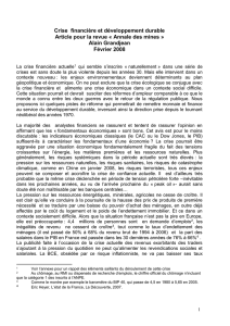 Crise financi&egrave;re et d&eacute;veloppement durable