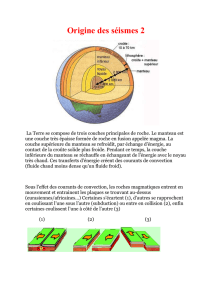 Origine des séismes 2 La Terre se compose de trois couches