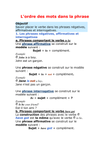 L`ordre des mots dans la phrase