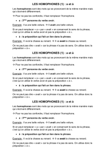 LES HOMOPHONES - Le Cartable Fantastique