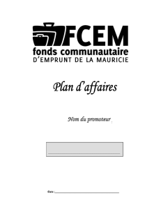 Plan d`affaires - Fonds communautaire d`emprunt de la Mauricie