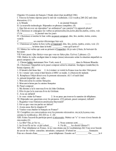 Chapitre 10 examen de français 2 Study sheet (last modified 2/05)