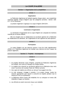 Réglement coupe d`Algérie - Ligue de Football de la Wilaya d`Alger