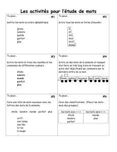 Les activités pour l`étude de mots