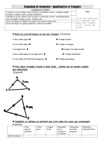 Evaluation de Géométrie : Quadrilatères et Triangles