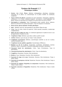 Syntaxe du français 1, 2 – PhDr. Katarína Chovancová, PhD.