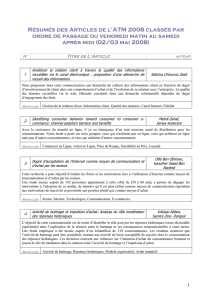 Résumés des Articles de l`ATM - E