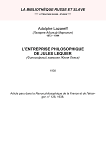 L`Entreprise philosophique de Jules Lequier