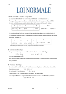 V- Loi de probabilité – Espérance mathématique – Écart-type