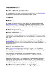 Structuralisme Un article de Wikipédia, l`encyclopédie libre. Le