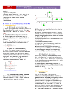 I) tension et courant électrique,loi d`ohm