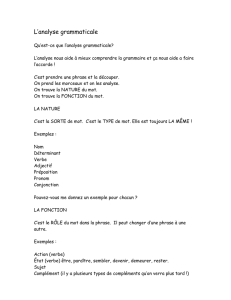 Des notes sur le principe de l`analyse grammaticale