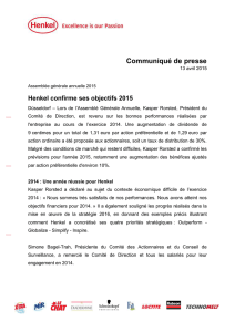 Henkel confirme ses objectifs 2015