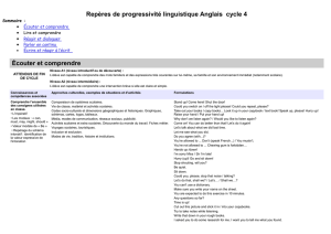 Repères de progressivité linguistique Anglais cycle 4 Sommaire
