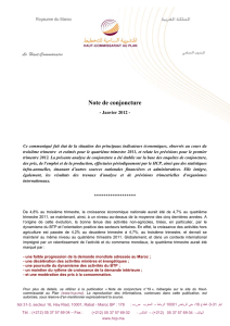 Note de conjoncture du mois de janvier 2012 (Version