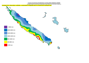 Cumul annuel des précipitations en Nouvelle-Calédonie