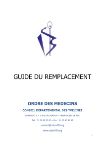Guide du remplacement - Conseil De L`Ordre des Médecins des