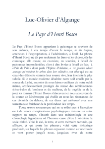 Le Pays d`Henri Bosco - Luc-Olivier d`Algange, Cahiers de la