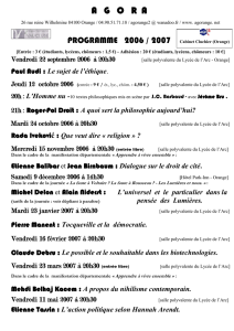 Agora - Programme 2006-2007 - Université Populaire d`Avignon