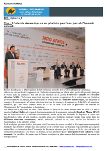 Royaume du Maroc Réf : région 16_1 Titre : L`industrie