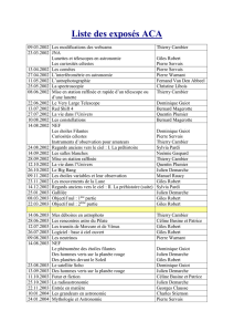 Liste des exposés ACA 09.03.2002 Les modifications des webcams