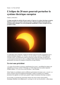 L`éclipse du 20 mars pourrait perturber le système électrique