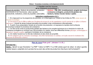 Chapitre 1 : Dynamique économique et développement durable