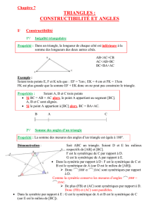 Chapitre 7 TRIANGLES : CONSTRUCTIBILITÉ ET ANGLES I