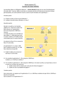 Devoir maison 3ème. A propos de Gregor MENDEL Les premières