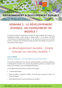 Le développement durable : Simple concept ou nouveau modèle