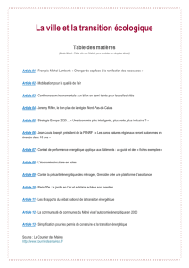 La ville et la transition écologique Table des matières (Mode Word