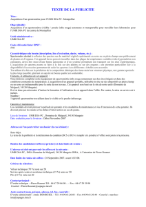 Acquisition d`un spectromètre pour l`UMR DIA-PC -Montpellier