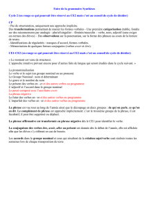 Faire de la grammaire Synthèses Cycle 2 (en rouge ce qui pourrait