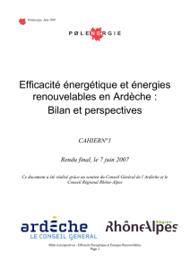 Efficacité énergétique et énergies renouvelables en Ardèche : Bilan