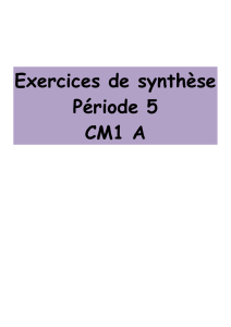 Exercices de synthèse Période 5 CM1 A Synthèse 1 : le passé