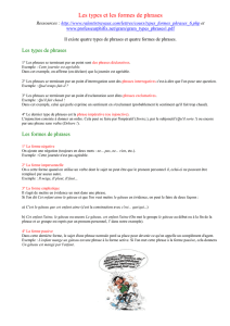 Les types et les formes de phrases Ressources : http://www