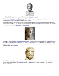 Thalès de Milet, appelé communément Thalès était un philosophe et