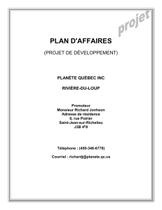 Plan d`affaires - Planète Québec