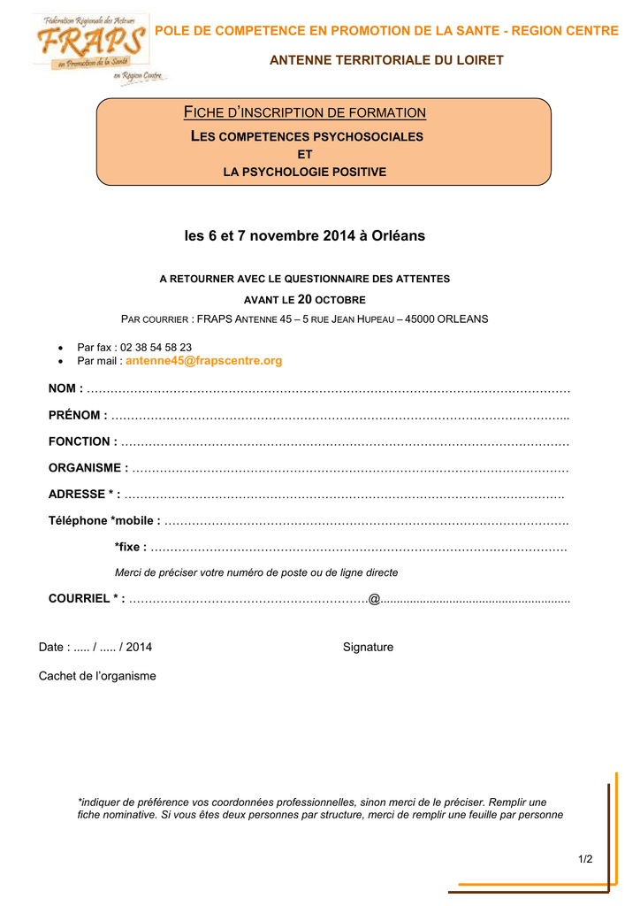 Bulletin d`inscription (version WORD)