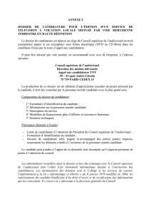 Annexe 2 : dossier de candidature