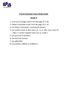 French Semester Exam Study Guide Grade 4