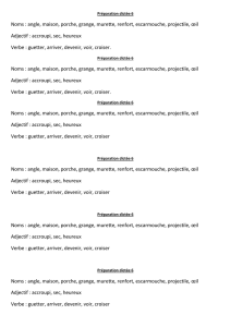 Préparation dictée 6 Noms : angle, maison, porche, grange, murette
