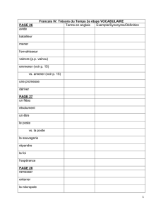 Francais IV: Trésors du Temps 2e étape VOCABULAIRE PAGE 26