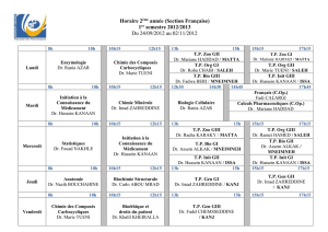 Horaire 2 ème année (Section Française) 1 er semestre 2012/2013