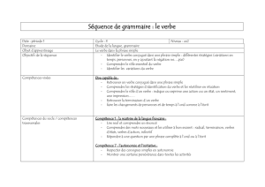 Séquence de grammaire : le verbe