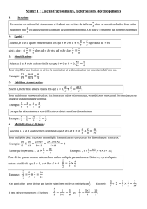Séance 1 : Calculs fractionnaires, factorisations, développements